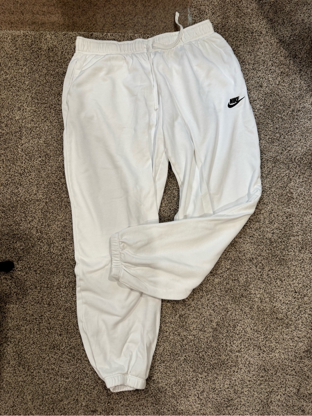 Women’s Nike White Jogger Sweatpants with Black Swoosh